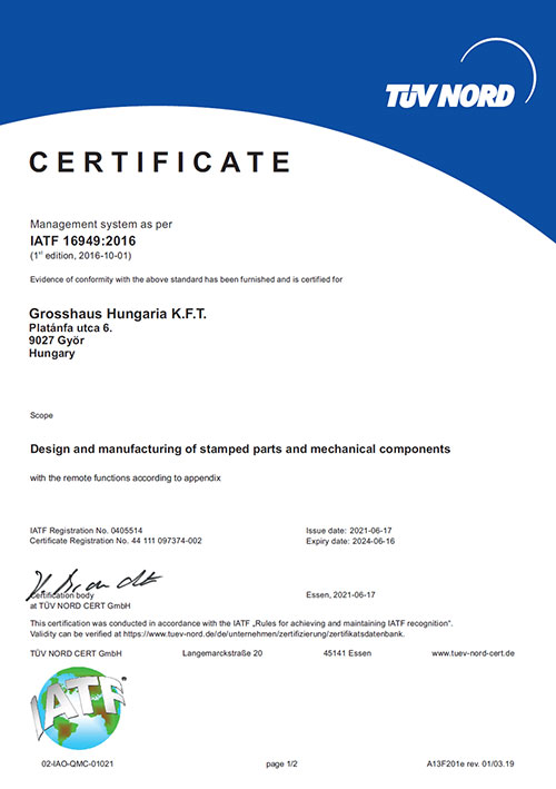 IATF 16949:2016 (Hungary)